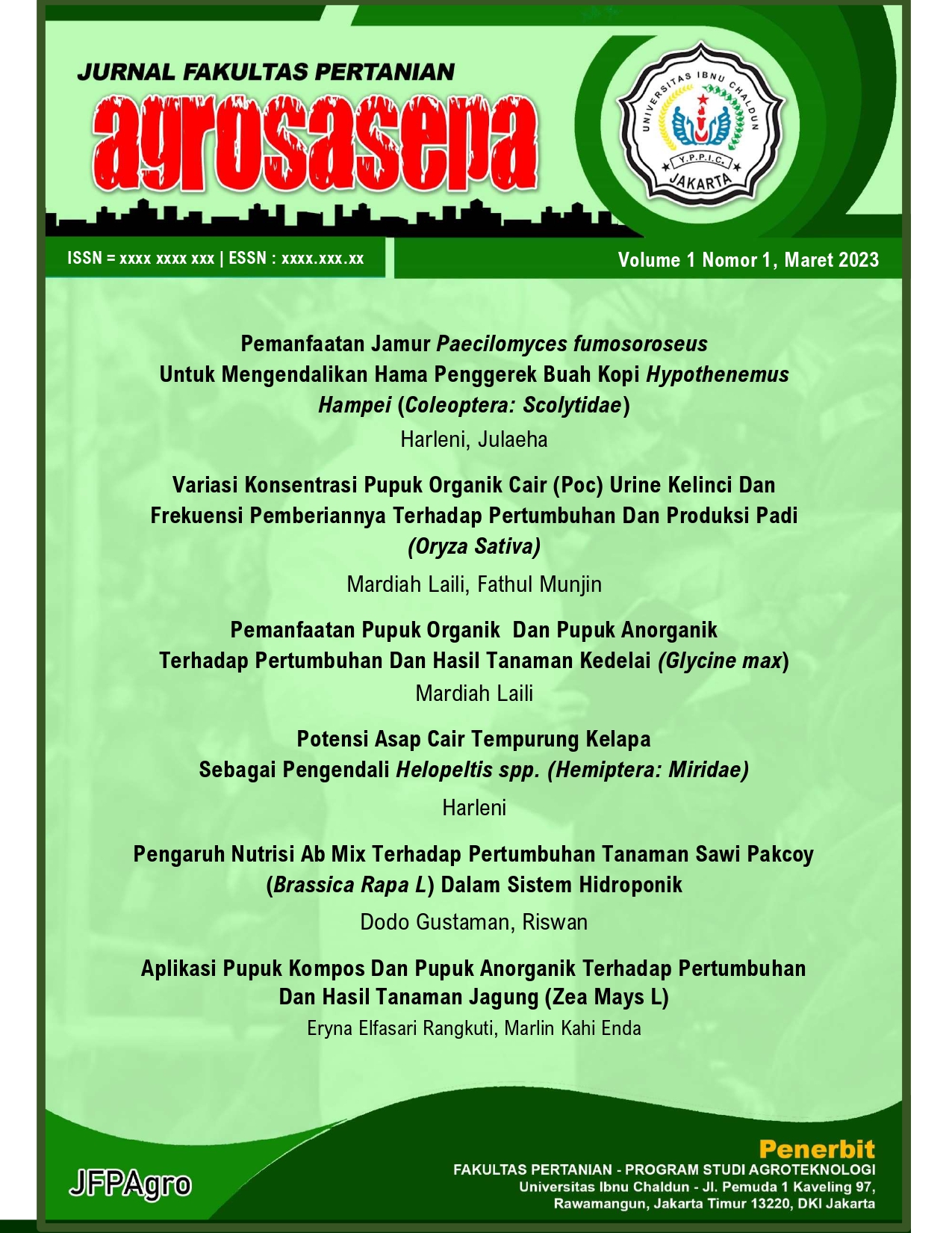 					View Vol. 1 No. 1 (2022): Agrosasepa - Jurnal Fakultas Pertanian
				